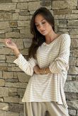  Perfect Breton V Long Sleeve Top Camel - **